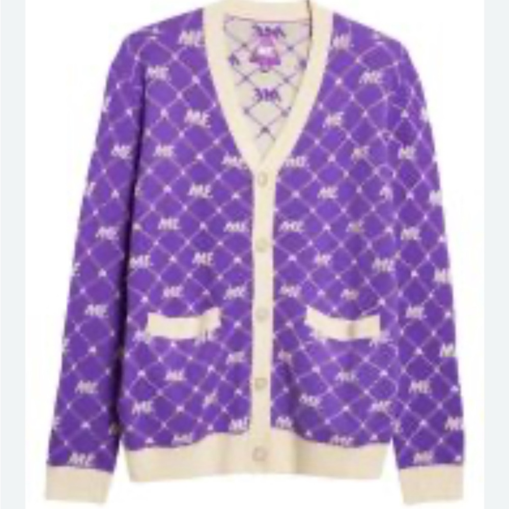 Melody Ehsani Purple and Cream Cardigan size XL